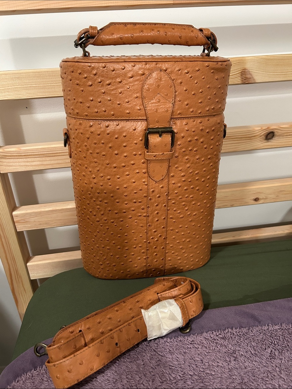 Vintage “Mark Paul” Ostrich Leather Wine Tote Bag